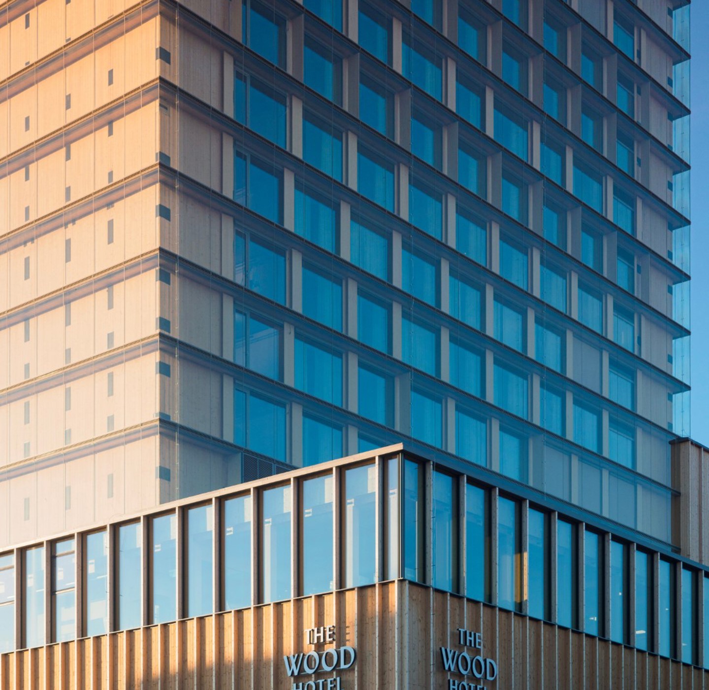 The Wood Hotel in Skellefteå, a large complex in glass and wood. 